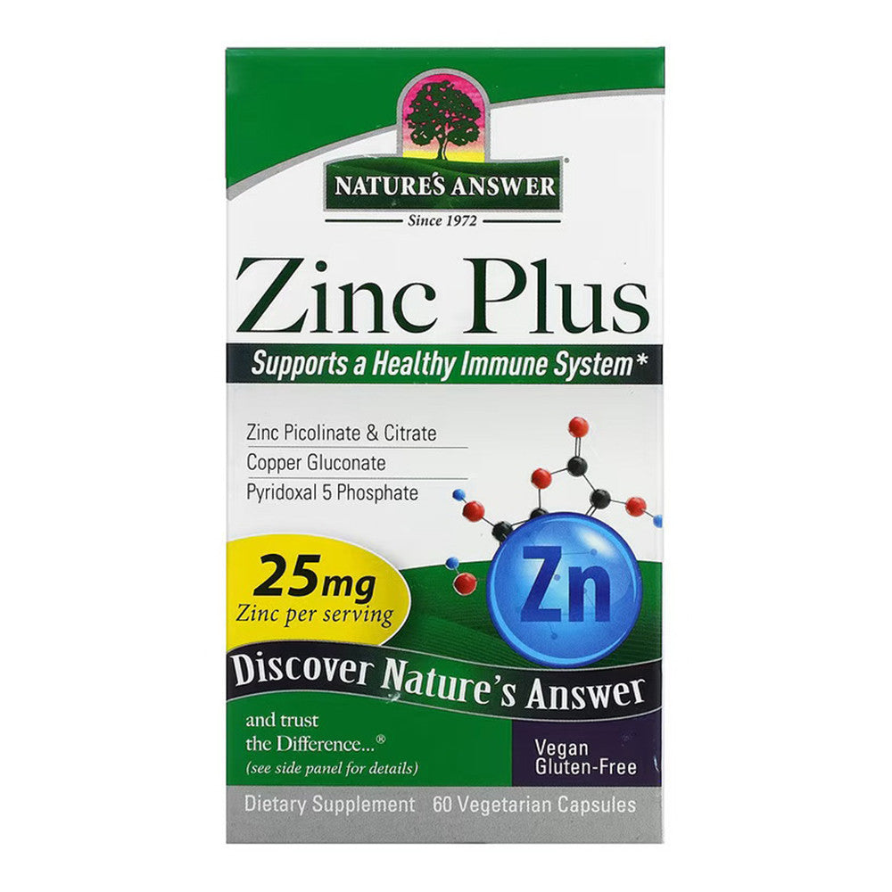 Natures Answer Zinc Plus, 25 mg Vegetarian Capsules, 60 Ea